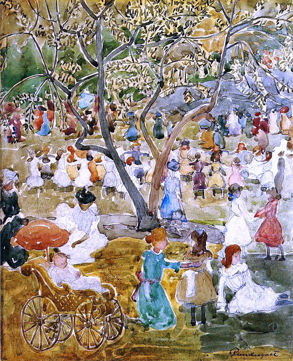  Maurice Prendergast May Party (also known as May Day, Central Park) - Canvas Art Print