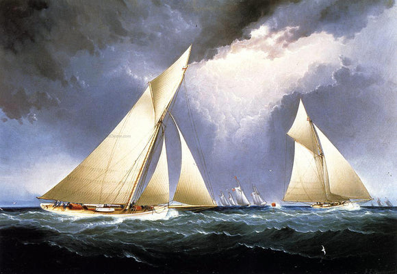  James E Buttersworth Mayflower Leading Puritan, America's Cup Trial Race, 1886 - Canvas Art Print