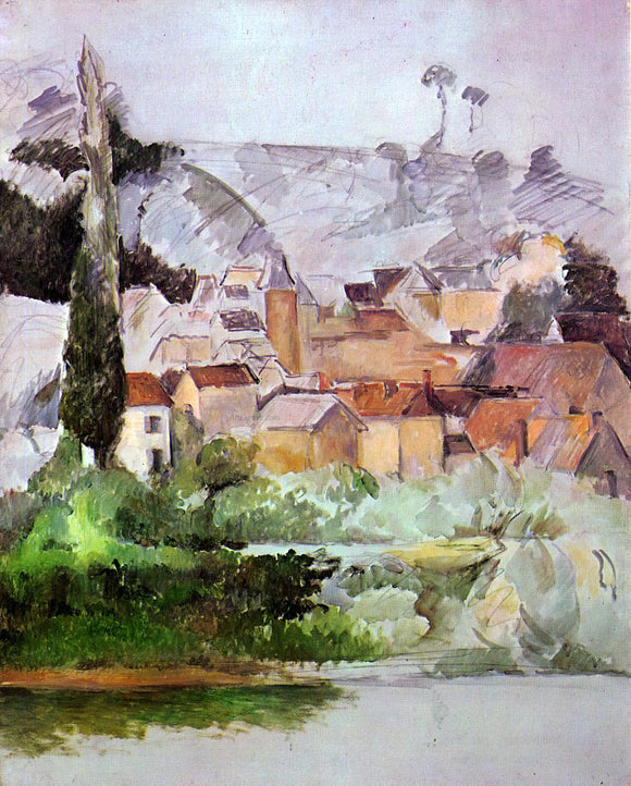  Paul Cezanne Medan: Chateau and Village - Canvas Art Print
