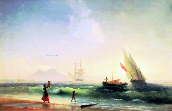  Ivan Constantinovich Aivazovsky Meeting of a Fishermen on Coast of the Bay of Naples - Canvas Art Print
