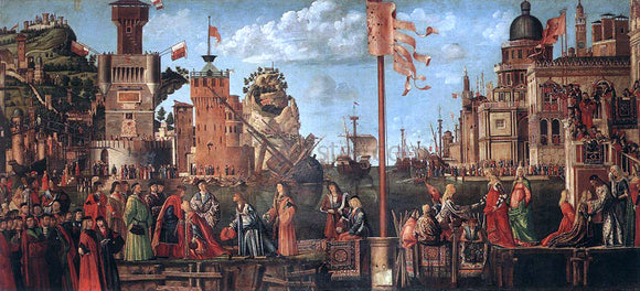  Vittore Carpaccio Meeting of the Betrothed Couple and the Departure of the Pilgrims - Canvas Art Print