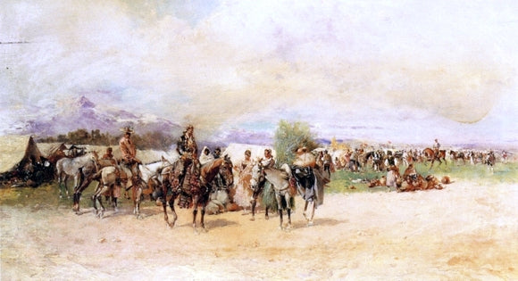  Baldomero Galofre Y Gimemez Men with Horses - Canvas Art Print