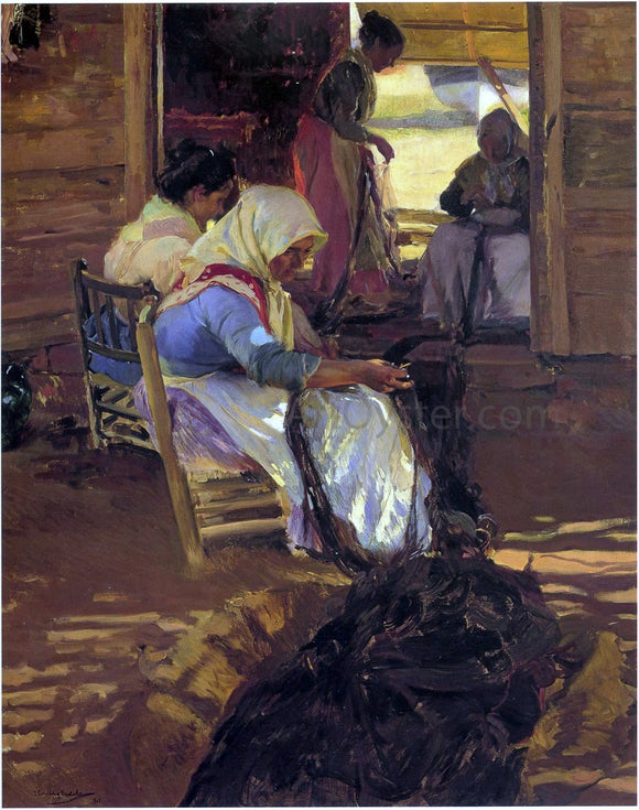  Joaquin Sorolla Y Bastida Mending Nets - Canvas Art Print