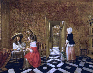  Hendrick Van der Burch Merry Company at a Table - Canvas Art Print