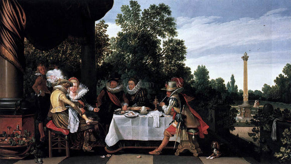  Esaias Van de Velde Merry Company Banqueting on a Terrace - Canvas Art Print