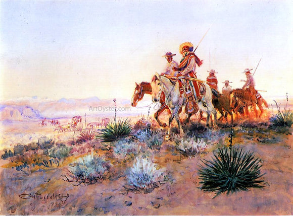  Charles Marion Russell Mexican Buffalo Hunters - Canvas Art Print