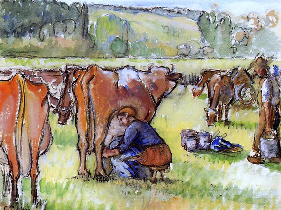  Camille Pissarro Milking Cows - Canvas Art Print
