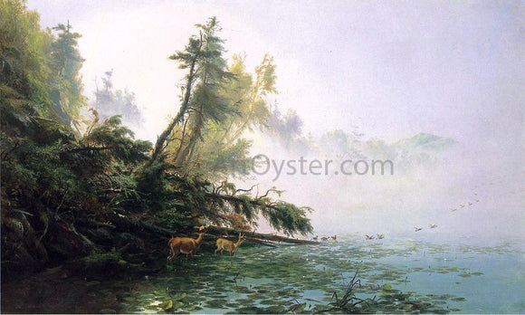  James McDougal Hart Misty Morning on Racket Lake - Canvas Art Print