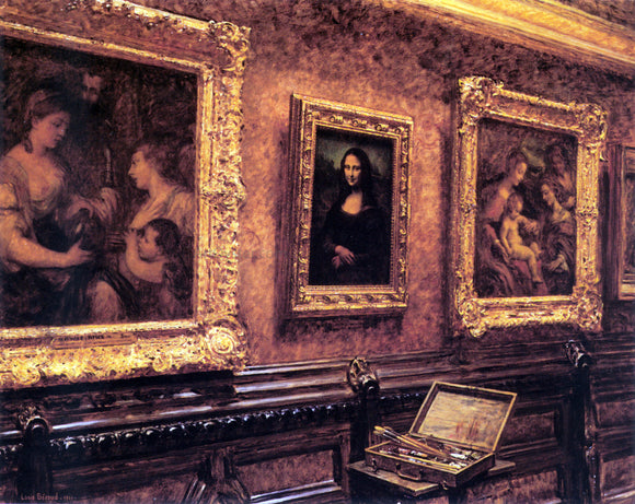  Louis Beroud Mona Lisa at the Louvre - Canvas Art Print