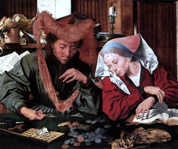  Marinus Van Reymerswaele Money-Changer and his Wife - Canvas Art Print