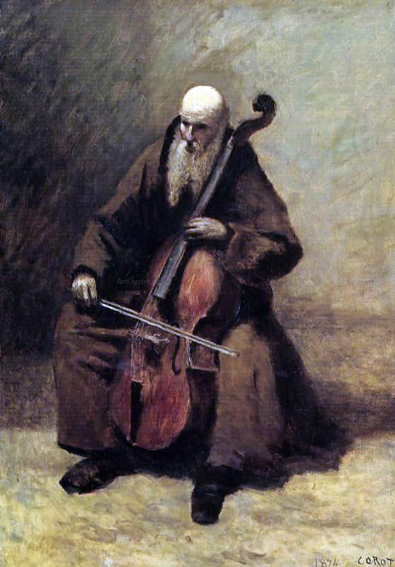  Jean-Baptiste-Camille Corot Monk with a Cello - Canvas Art Print