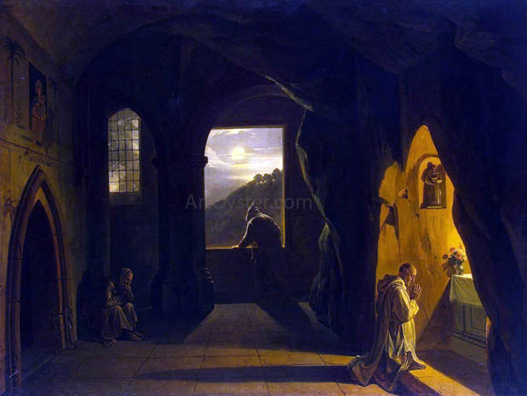  Francois-Marius Granet Monks in a Cave - Canvas Art Print