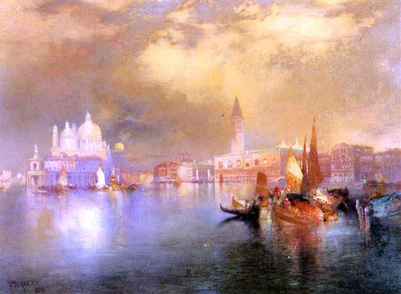  Thomas Moran Moonlight in Venice - Canvas Art Print