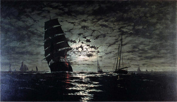  Franklin J Stanwood Moonlight Marine - Canvas Art Print