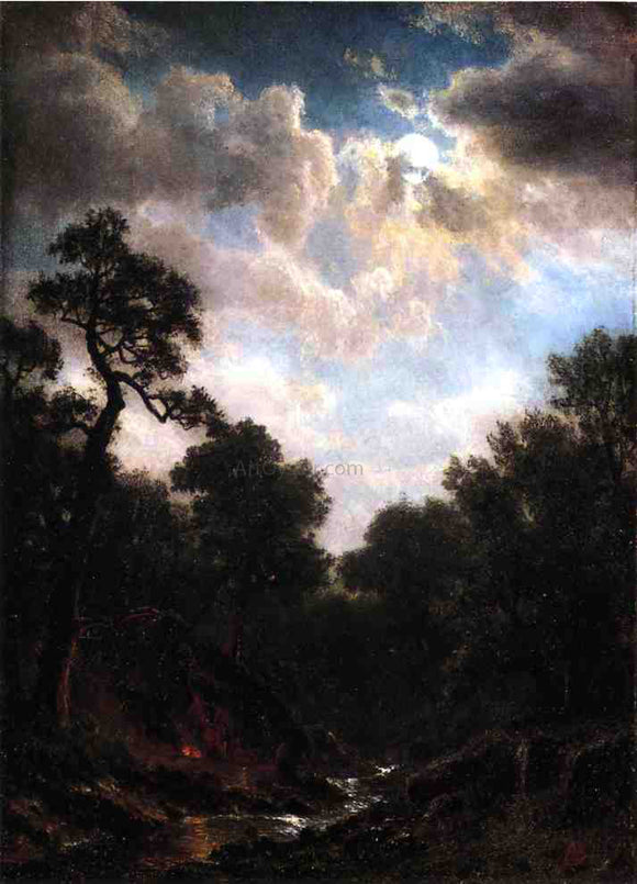  Albert Bierstadt Moonlit Landscape - Canvas Art Print