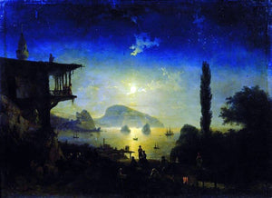  Ivan Constantinovich Aivazovsky Moonlit Night on the Crimea, Gurzuf - Canvas Art Print