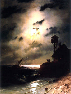  Ivan Constantinovich Aivazovsky Moonlit Seascape With Shipwreck - Canvas Art Print