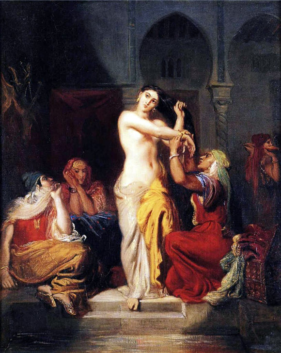  Theodore Chasseriau Moorish Woman Leaving the Bath in the Seraglio - Canvas Art Print