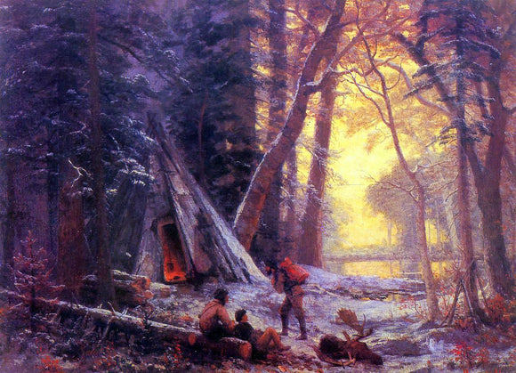  Albert Bierstadt Moose Hunters' Camp - Canvas Art Print