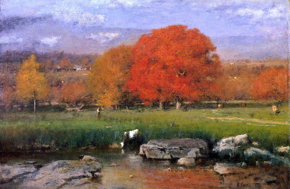  George Inness Morning, Catskill Valley (also known as The Red Oaks) - Canvas Art Print