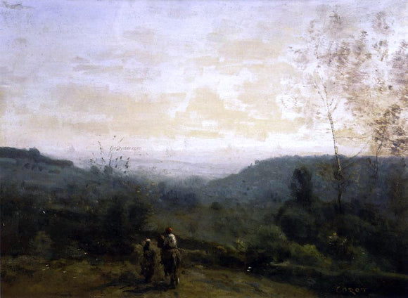  Jean-Baptiste-Camille Corot Morning, Fog Effect - Canvas Art Print