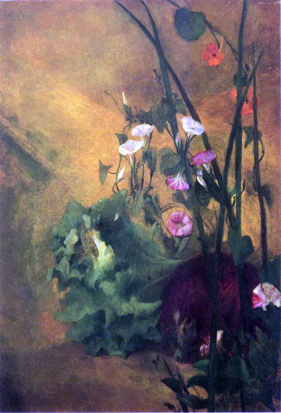  John La Farge Morning Glories and Eggplant - Canvas Art Print
