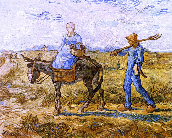  Vincent Van Gogh Morning: Peasant Couple Going to Work (after Millet) - Canvas Art Print