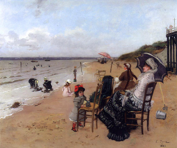  Ernst-Ange Duez Mother and Daughter on the Beach - Canvas Art Print