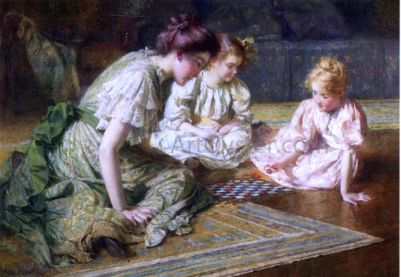  Francis Coates Jones Mother and Daughters Playing Chess - Canvas Art Print