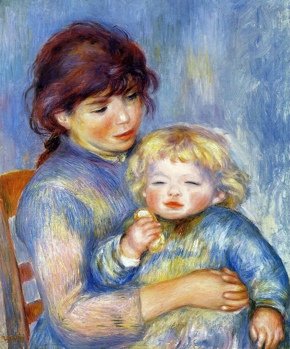  Pierre Auguste Renoir Motherhood (also known as Child with a Biscuit) - Canvas Art Print