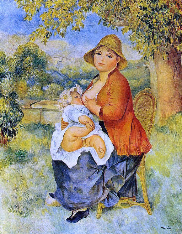  Pierre Auguste Renoir A Woman Breast Feeding Her Child (also known as Motherhood) - Canvas Art Print