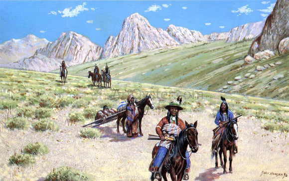  John Hauser Mountain Desert Trail (also known as Indian Scouts with Travois) - Canvas Art Print