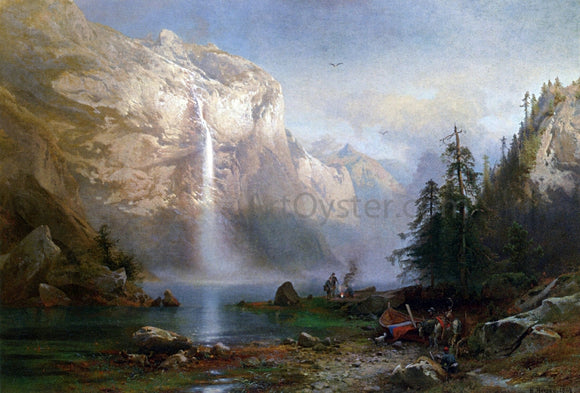  Herman Herzog Mountain Lake Camp - Canvas Art Print