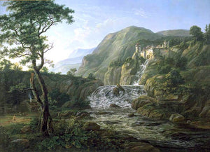  Johan Christian Claussen Dahl Mountain Landscape with a Castle - Canvas Art Print