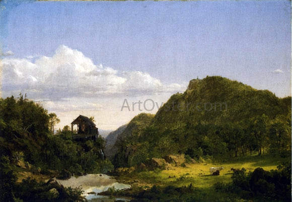  Frederic Edwin Church Mountain Landscape with Mill, Cows and Stream - Canvas Art Print