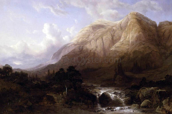  Alexandre Calame Mountainous Landscape with a Torrent - Canvas Art Print