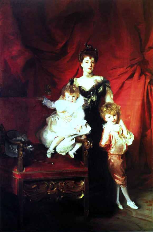  John Singer Sargent Mrs. Cazalet and Children, Edward and Victor - Canvas Art Print
