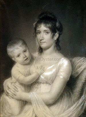  John Vanderlyn Mrs. Daniel Strobel, Jr. (Anna Church Strobel) and Her Son, George - Canvas Art Print