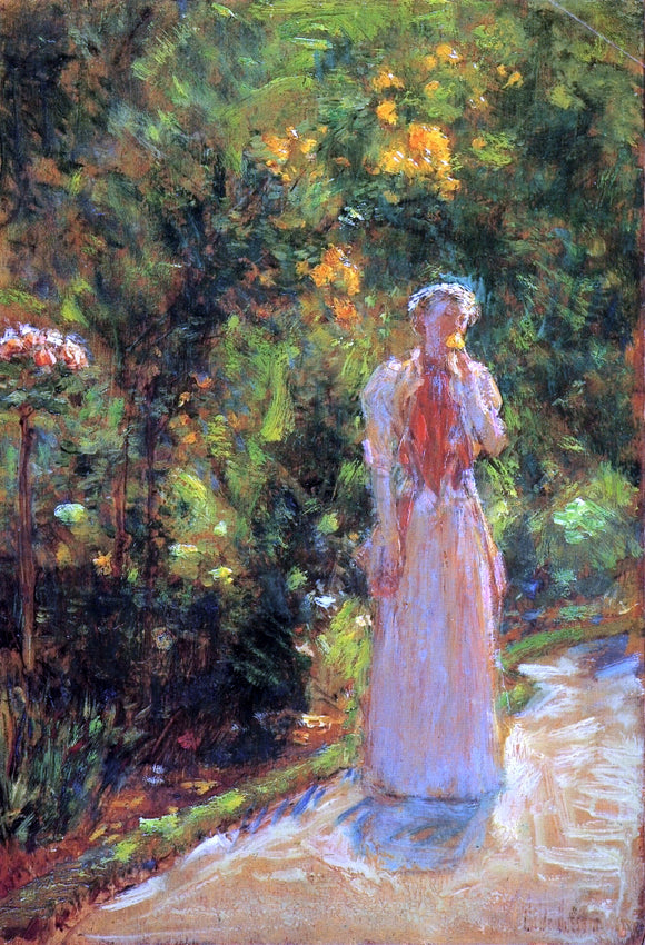 Frederick Childe Hassam Mrs. Hassam in the Garden - Canvas Art Print