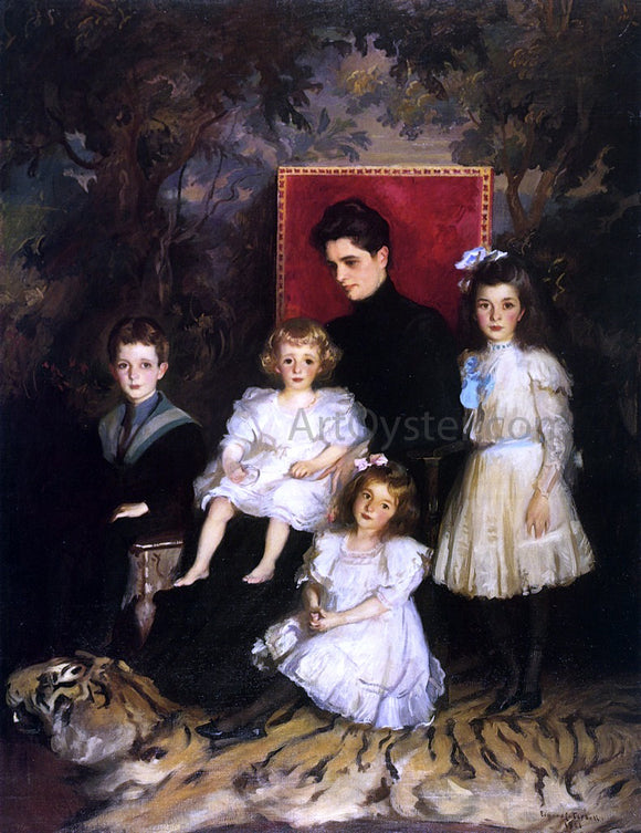  Edmund Tarbell Mrs. Horatio Nelson Slater and Her Children - Canvas Art Print
