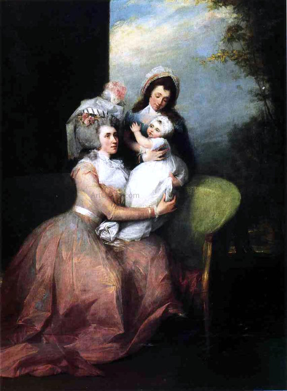  John Trumbull Mrs. John Barker Church (Angelica Schuyler), Son Philip and Servant - Canvas Art Print