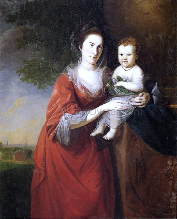  Charles Willson Peale Mrs. John Dickenson and Her Daughter - Canvas Art Print