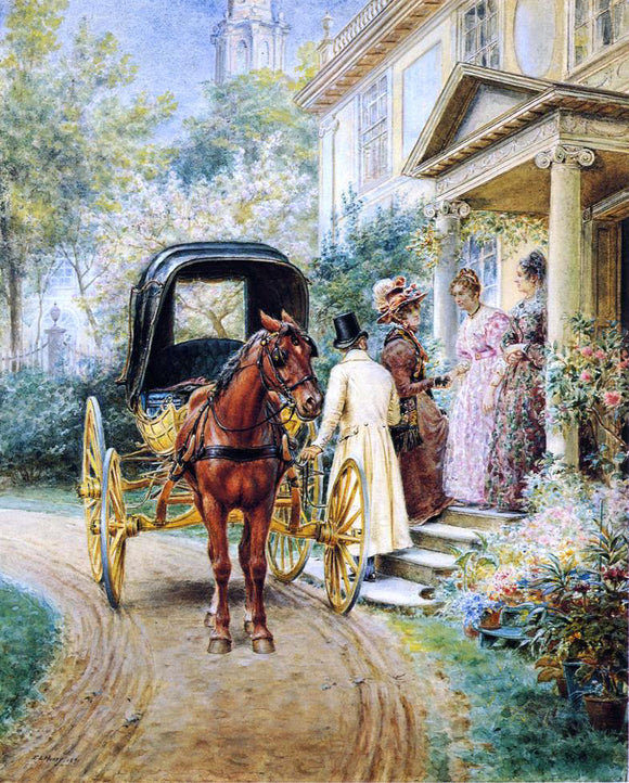  Edward Lamson Henry Mrs. Lydig and Her Daughter Greeting Their Guest - Canvas Art Print