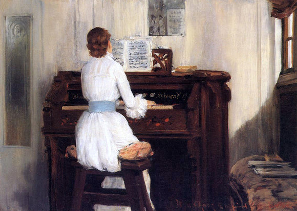  William Merritt Chase Mrs. Meigs at the Piano Organ - Canvas Art Print