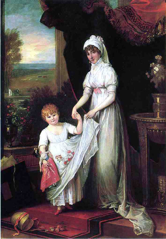  Benjamin West Mrs Thomas Keyes and Her Daughter - Canvas Art Print