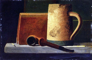  John Frederick Peto Mug, Pipe and Book in Window Ledge - Canvas Art Print