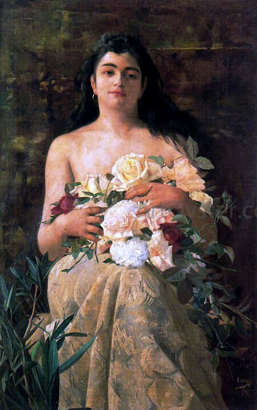  Ignacio Diaz Olano Mujer con Flores - Canvas Art Print