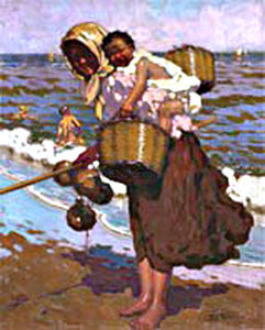  Alberto Pla Y Rubio Mujer en la Playa - Canvas Art Print