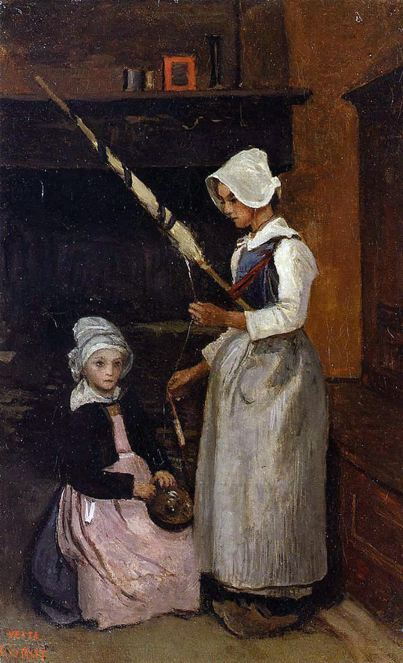  Jean-Baptiste-Camille Corot Mur Peasants - Canvas Art Print