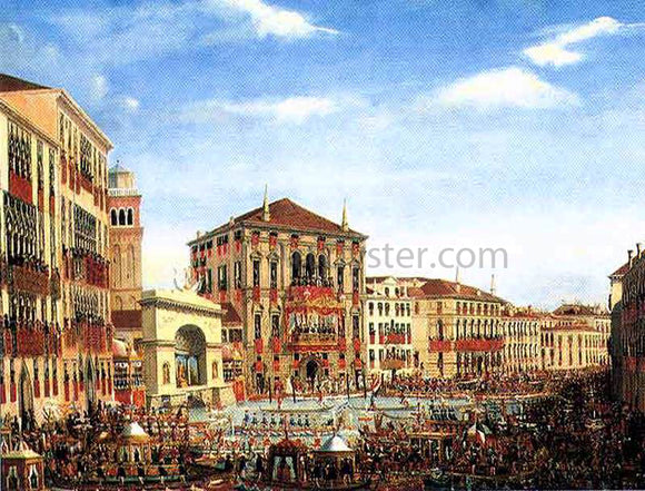  Giuseppe Borsato Napoleon I Presiding over a Regatta in Venice in 1807 - Canvas Art Print